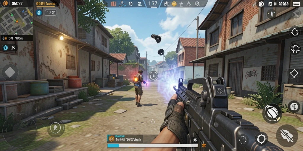 Tampilan gameplay seru dari GM777 dengan aksi TPS yang intens.