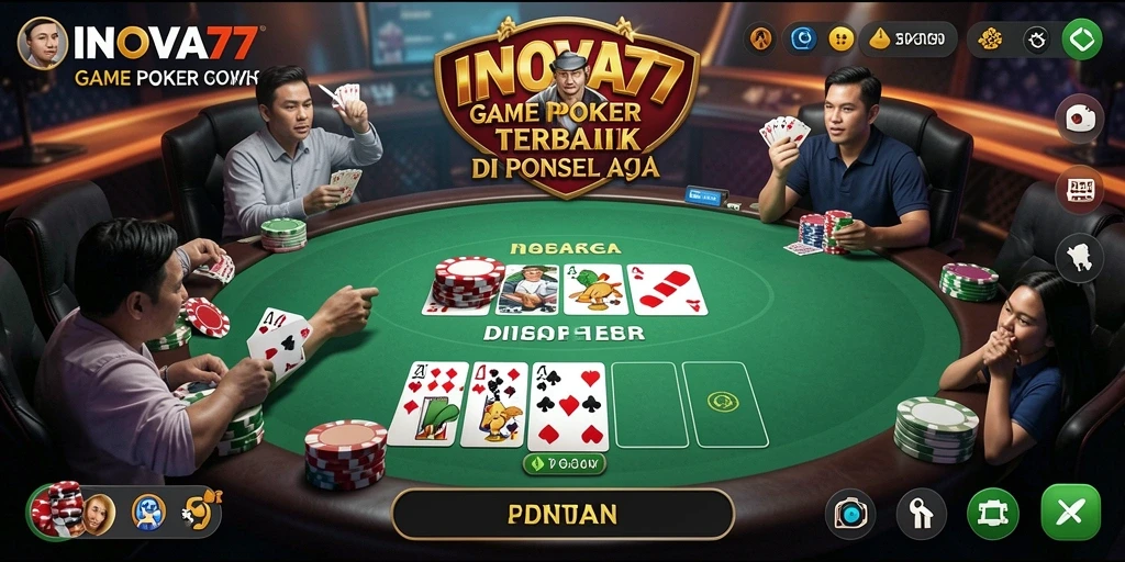 Tampilan gameplay Poker yang menarik dan interaktif di INOVA77.