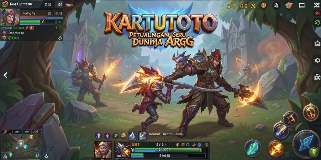 Screenshot gameplay KARTUTOTO yang menunjukkan pertarungan epik di dunia ARPG.