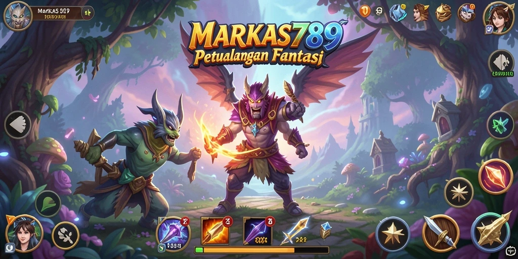 Tampilan gameplay <strong>MARKAS789</strong> dengan pertempuran seru dan eksplorasi mendalam.